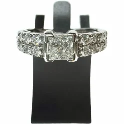 Bague Solitaire or blanc diamant Princesse