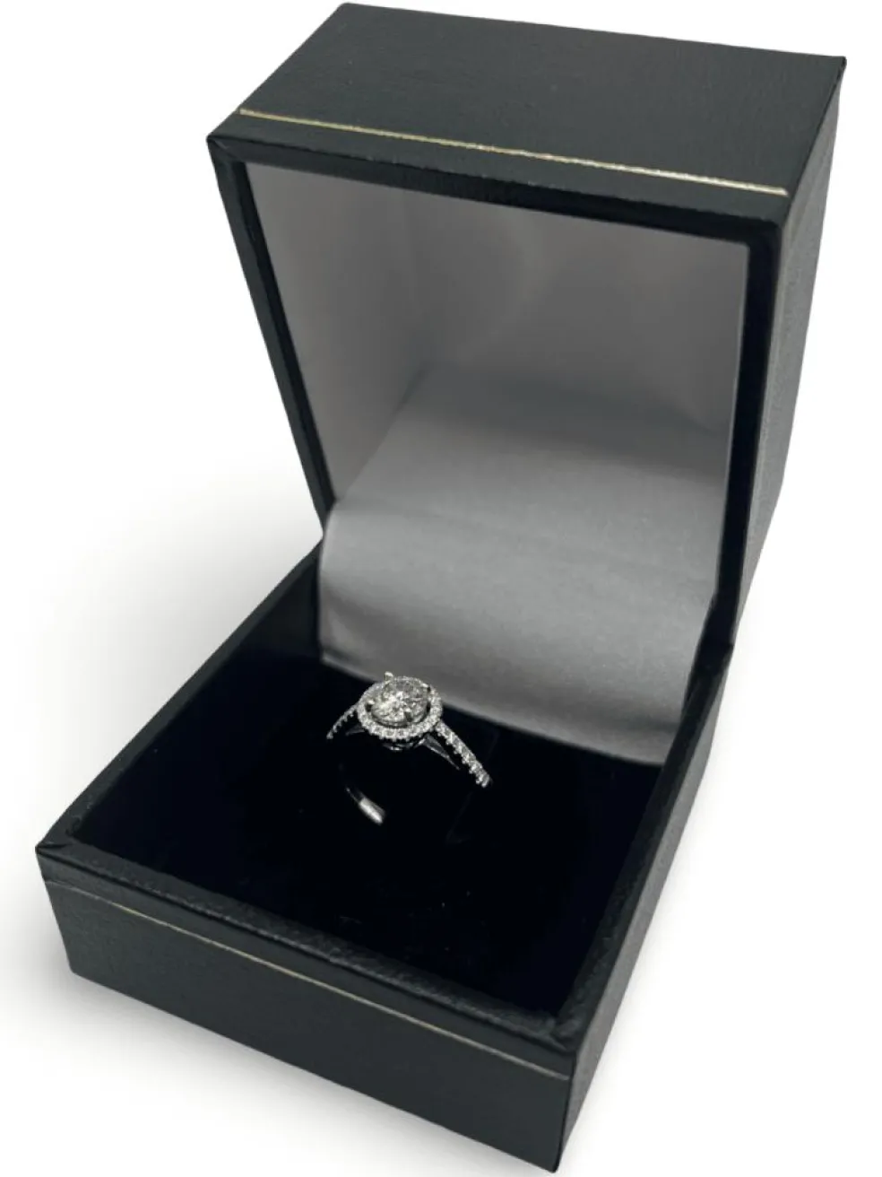 Bague solitaire or blanc et diamant 1,10 ct