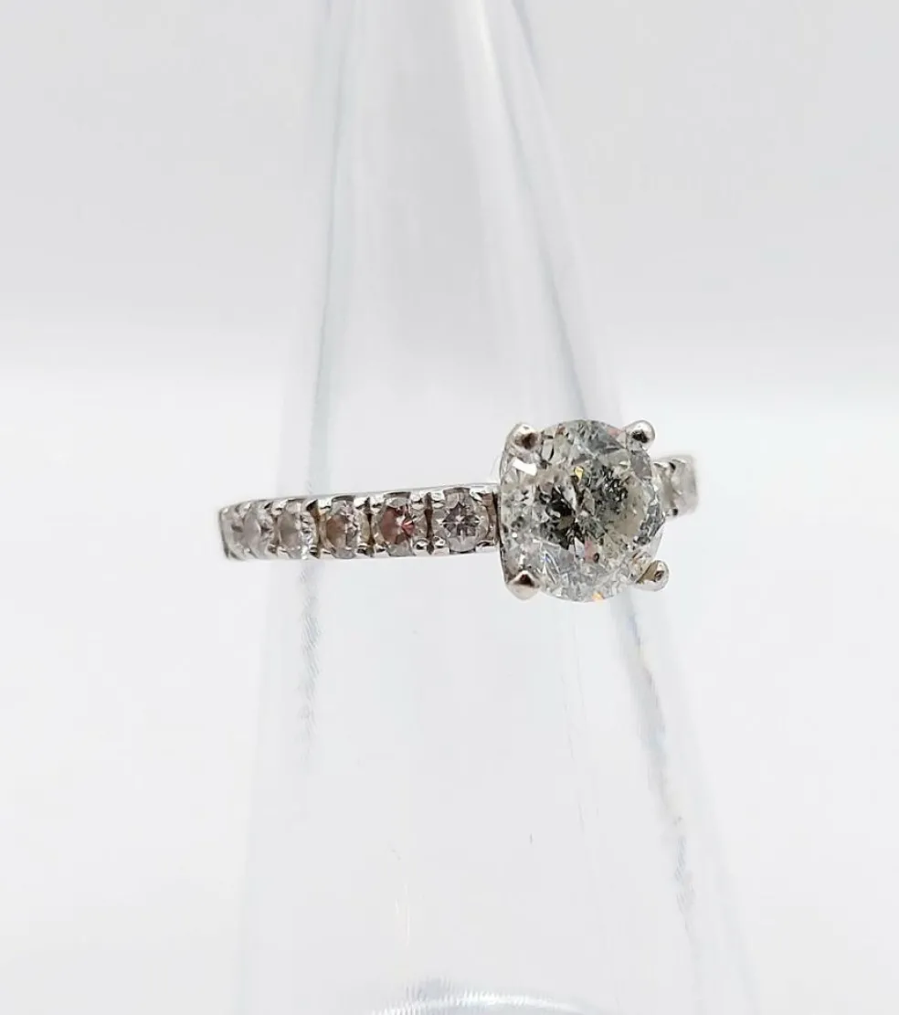 Bague solitaire or blanc diamant de 1,15 carat - certificat