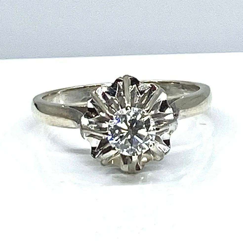Bague solitaire or blanc diamant 0.40ct