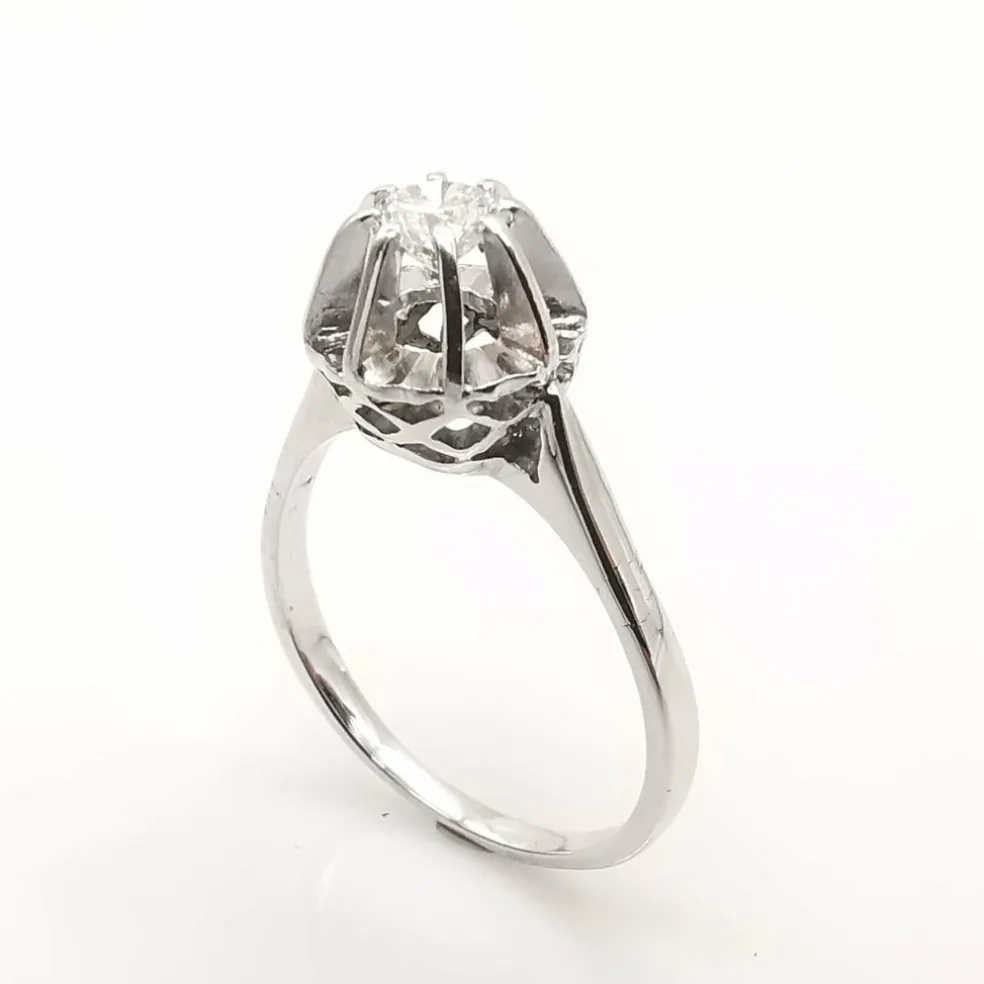 Bague solitaire or blanc diamant