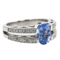 Bague Solitaire Or blanc Saphir