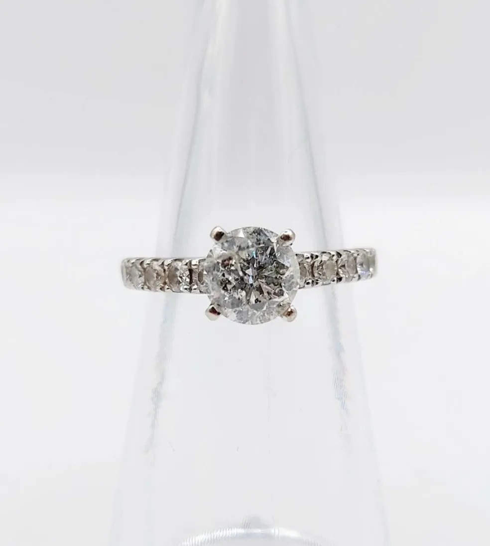 Bague solitaire or blanc diamant de 1,15 carat - certificat
