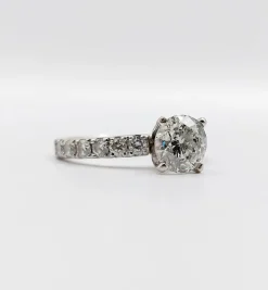 Bague solitaire or blanc diamant de 1,15 carat - certificat