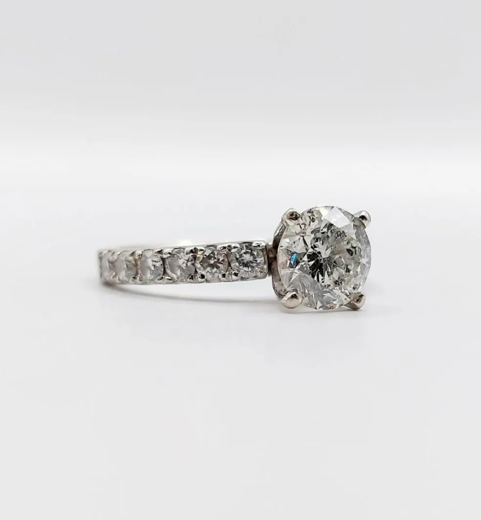 Bague solitaire or blanc diamant de 1,15 carat - certificat