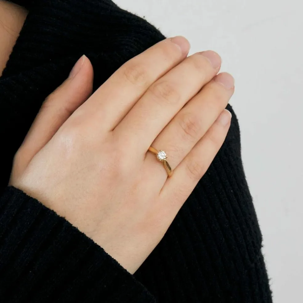 Bague solitaire or et diamants