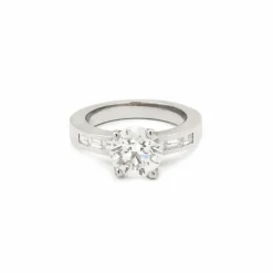Bague Solitaire or gris diamant 2 Carats (Certificat)