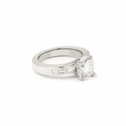 Bague Solitaire or gris diamant 2 Carats (Certificat)