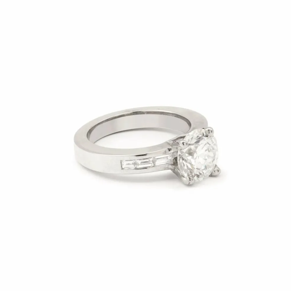 Bague Solitaire or gris diamant 2 Carats (Certificat)