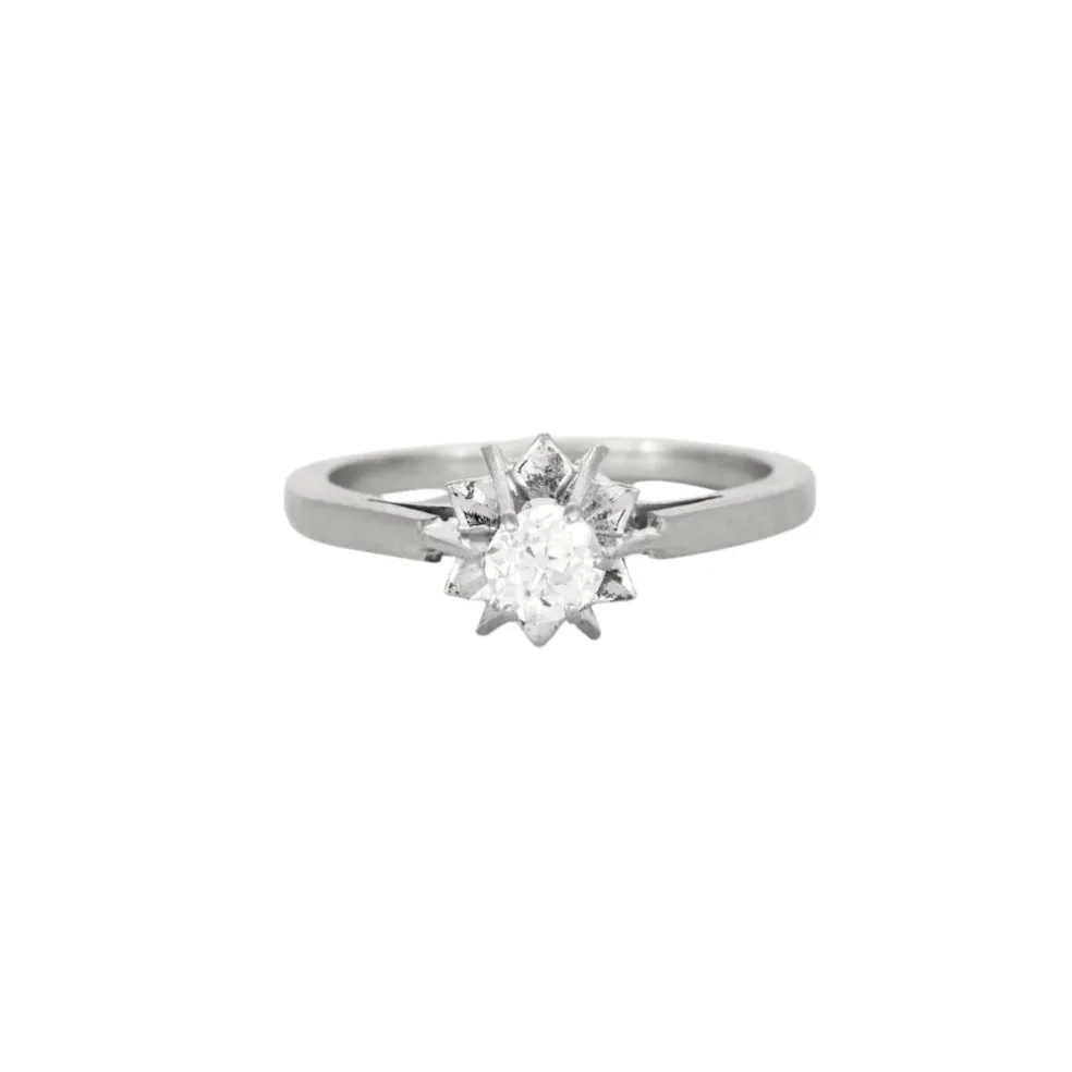 Bague solitaire or gris et diamants