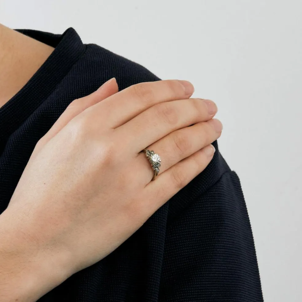 Bague solitaire or gris et diamant