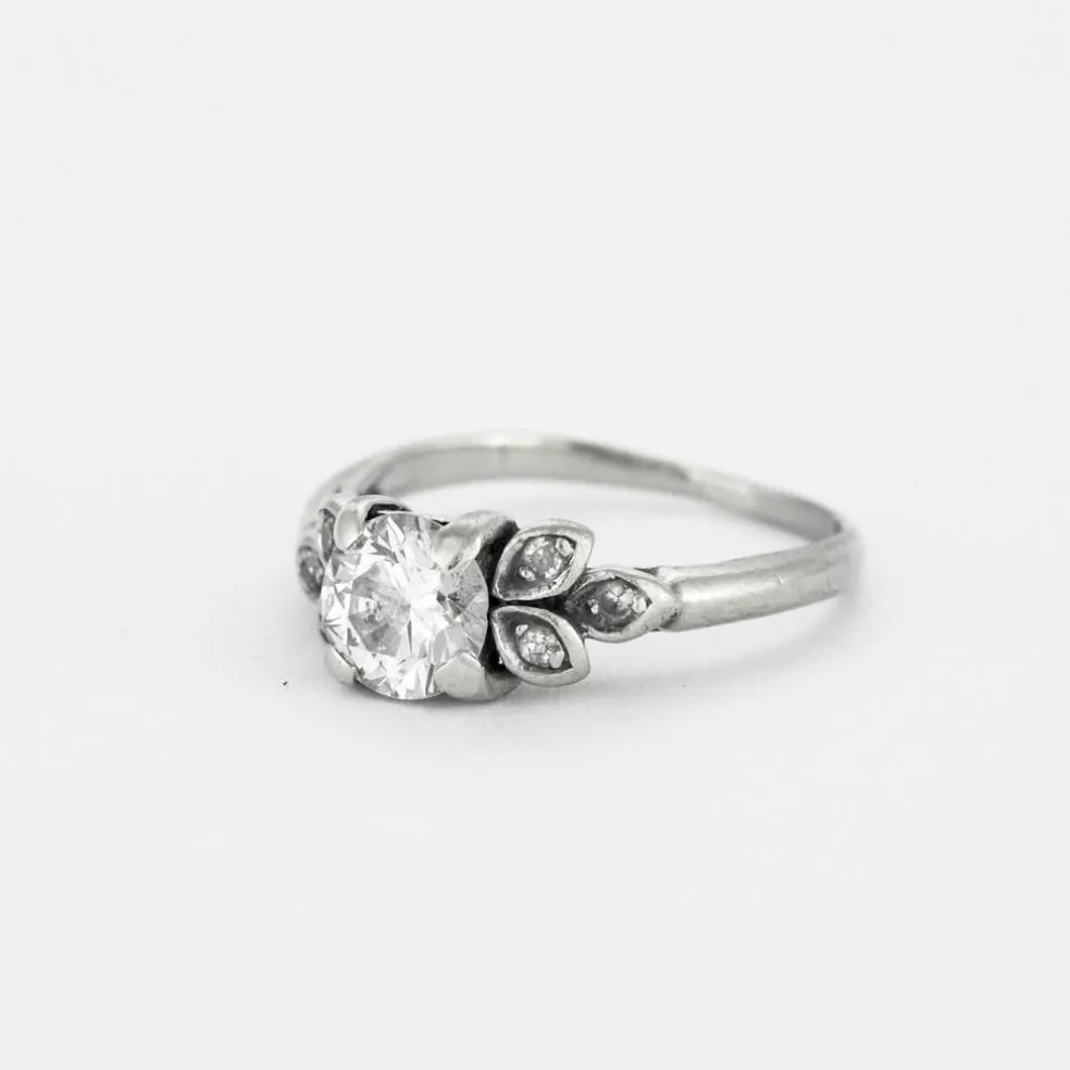 Bague solitaire or gris et diamant
