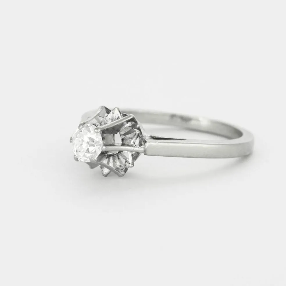 Bague solitaire or gris et diamants