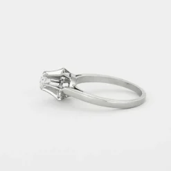 Bague solitaire or gris et diamants