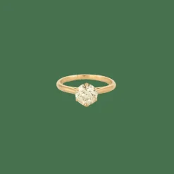 BAGUE SOLITAIRE OR JAUNE ET DIAMANT
