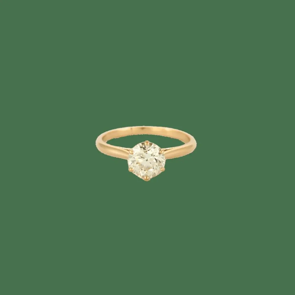 BAGUE SOLITAIRE OR JAUNE ET DIAMANT