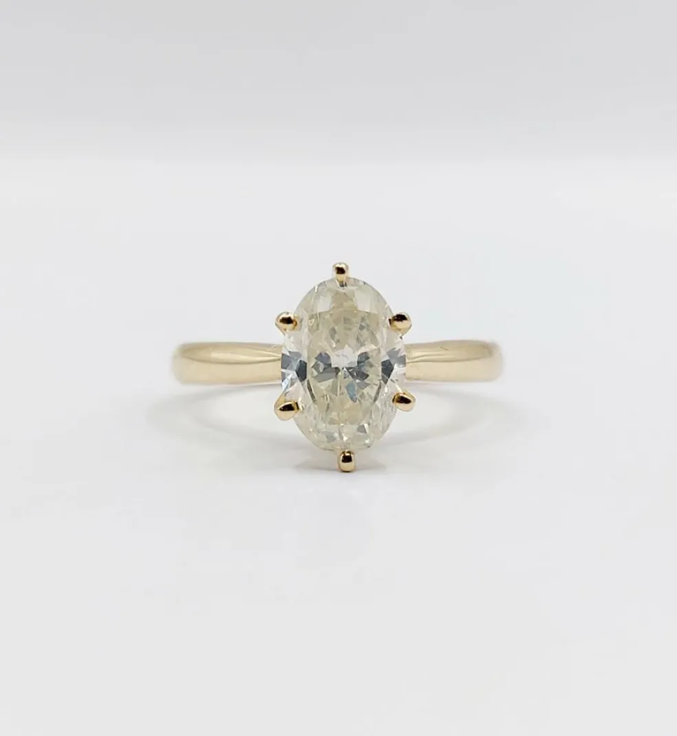 Bague solitaire or jaune diamant 1,51 carat - certificat GWLAB
