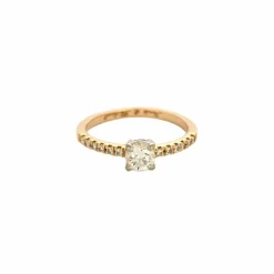 Bague solitaire or jaune et diamants