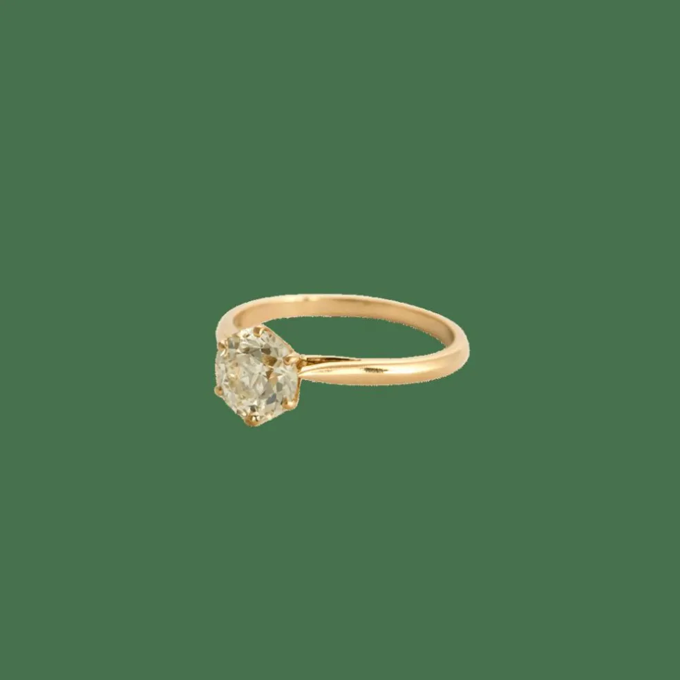 BAGUE SOLITAIRE OR JAUNE ET DIAMANT