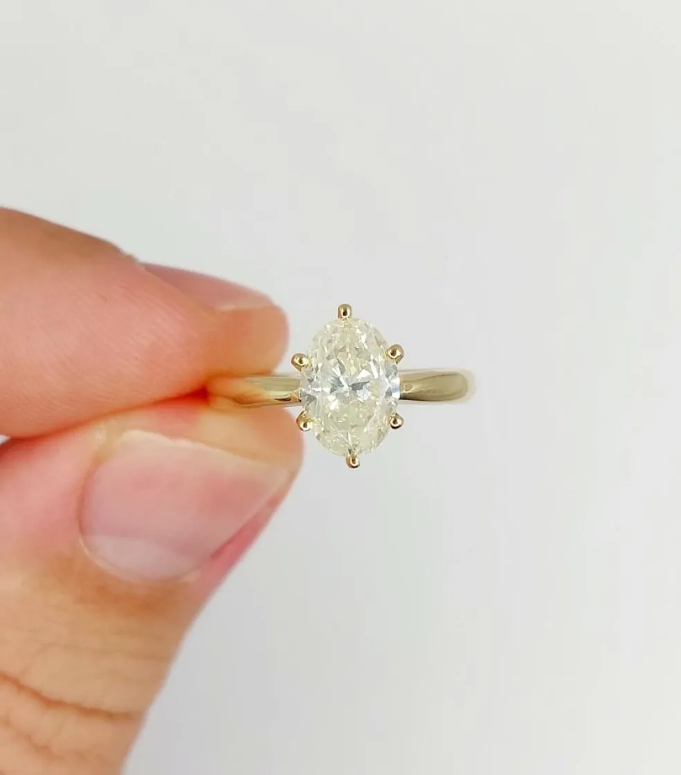Bague solitaire or jaune diamant 1,51 carat - certificat GWLAB