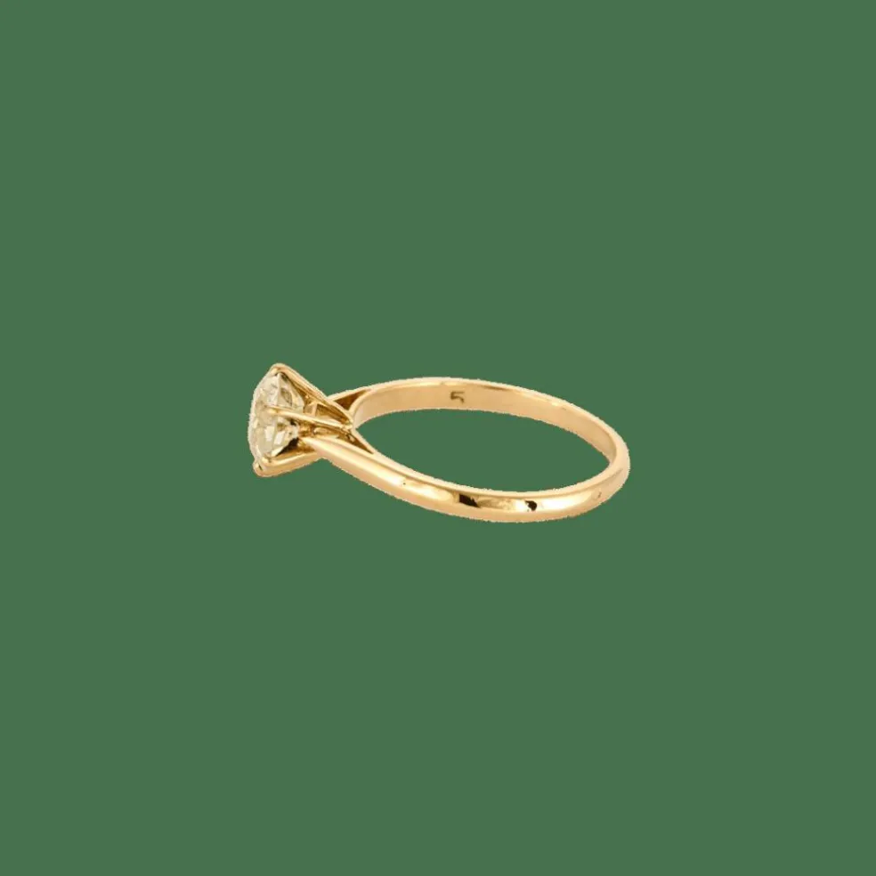 BAGUE SOLITAIRE OR JAUNE ET DIAMANT