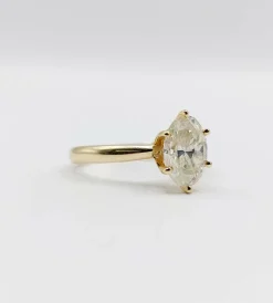 Bague solitaire or jaune diamant 1,51 carat - certificat GWLAB