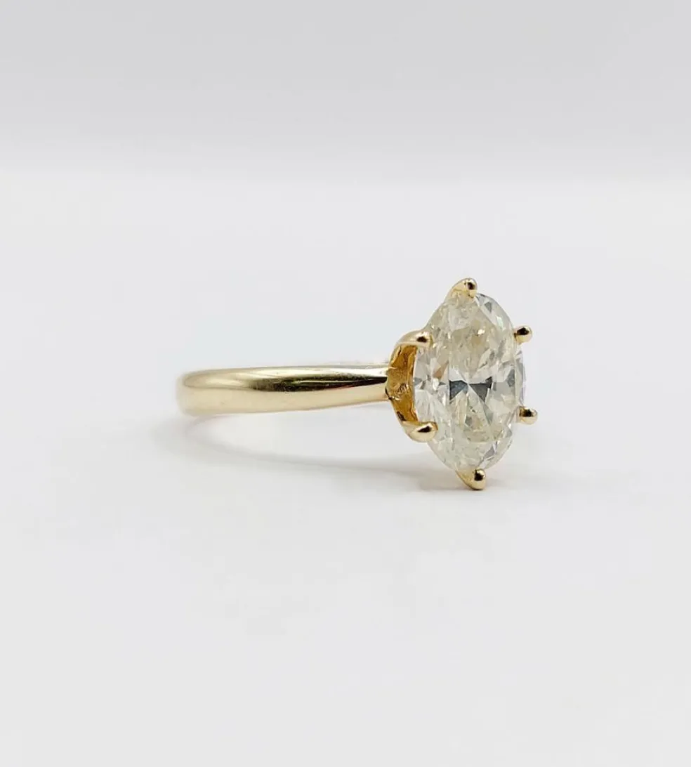 Bague solitaire or jaune diamant 1,51 carat - certificat GWLAB