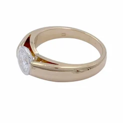 Bague solitaire or jaune, platine.