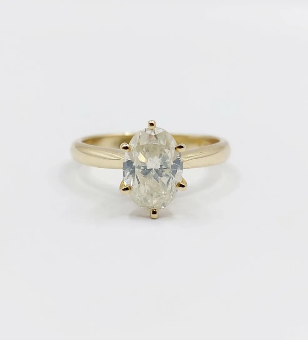Bague solitaire or jaune diamant 1,51 carat - certificat GWLAB