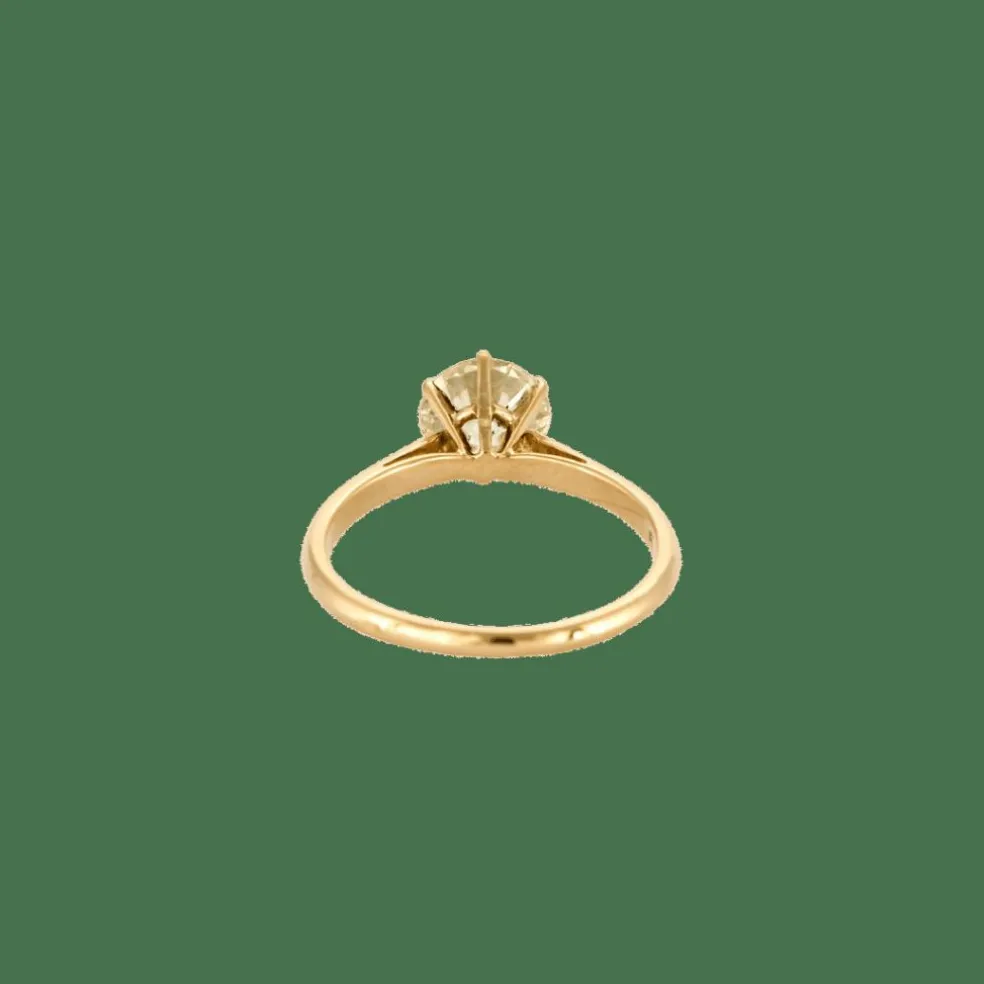 BAGUE SOLITAIRE OR JAUNE ET DIAMANT