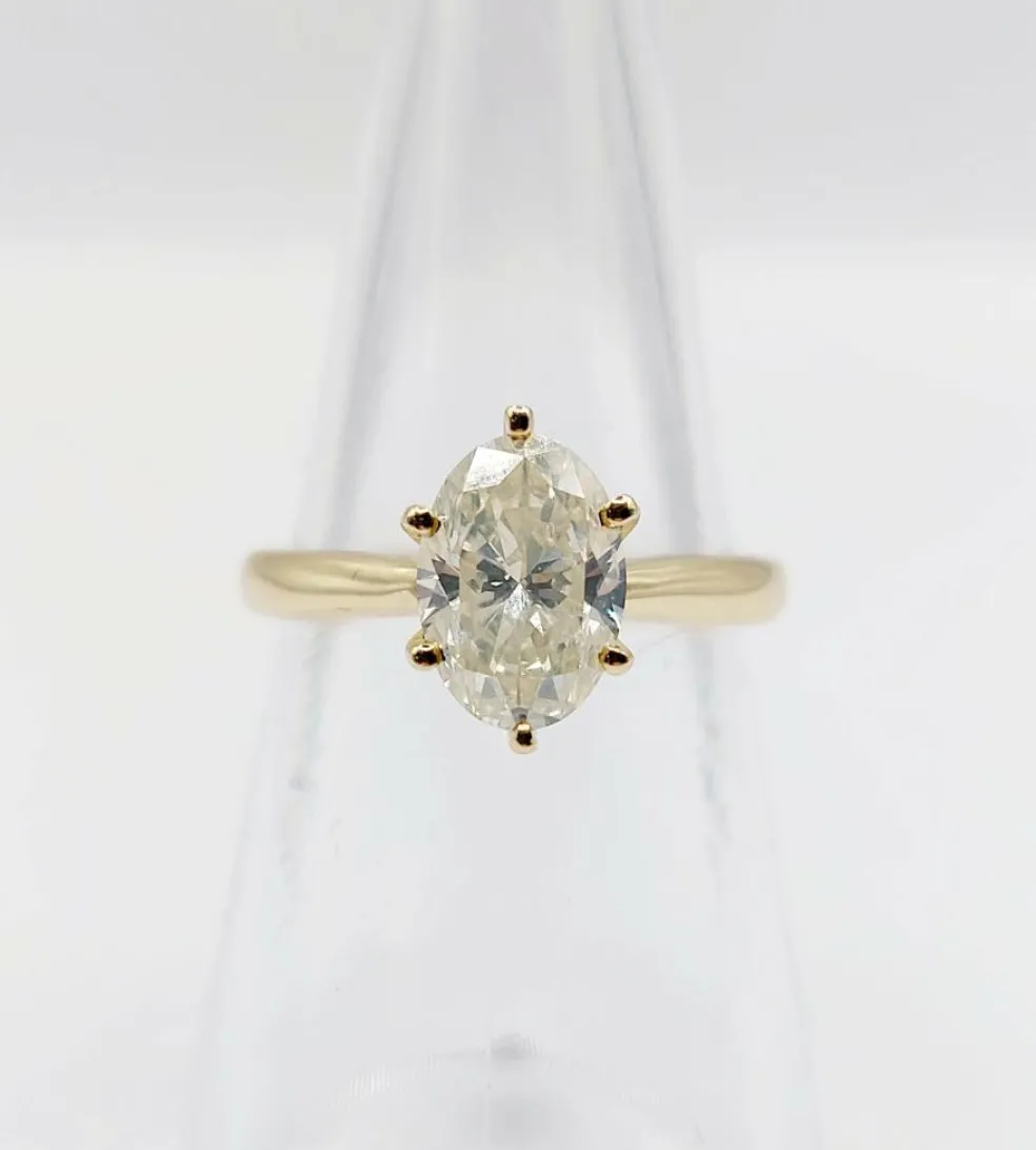 Bague solitaire or jaune diamant 1,51 carat - certificat GWLAB