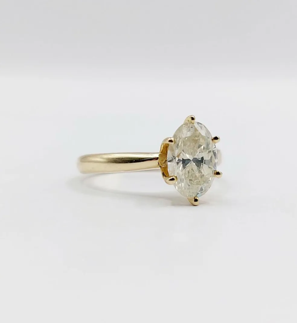Bague solitaire or jaune diamant 1,51 carat - certificat GWLAB