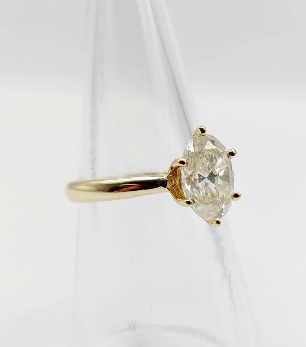 Bague solitaire or jaune diamant 1,51 carat - certificat GWLAB