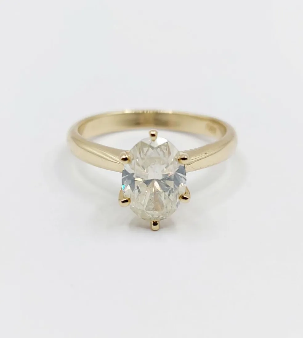 Bague solitaire or jaune diamant 1,51 carat - certificat GWLAB