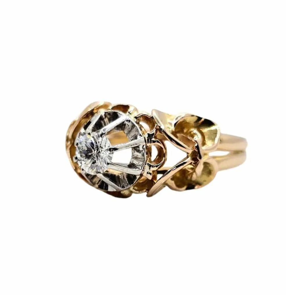 Bague solitaire or rose, or jaune