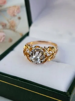 Bague solitaire or rose, or jaune