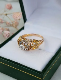 Bague solitaire or rose, or jaune