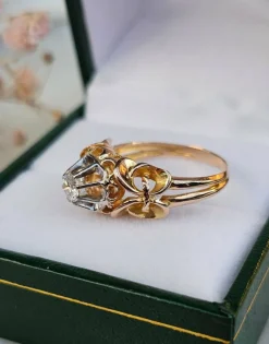 Bague solitaire or rose, or jaune
