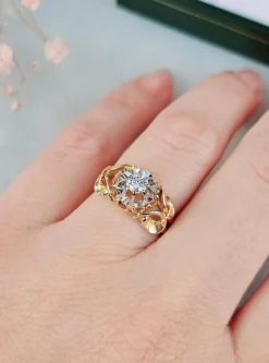 Bague solitaire or rose, or jaune