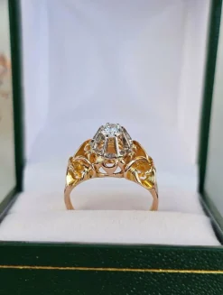 Bague solitaire or rose, or jaune