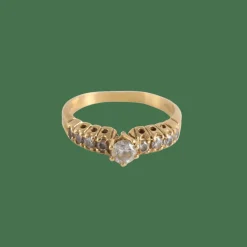 Bague Solitaire épaulé, 9 Diamants