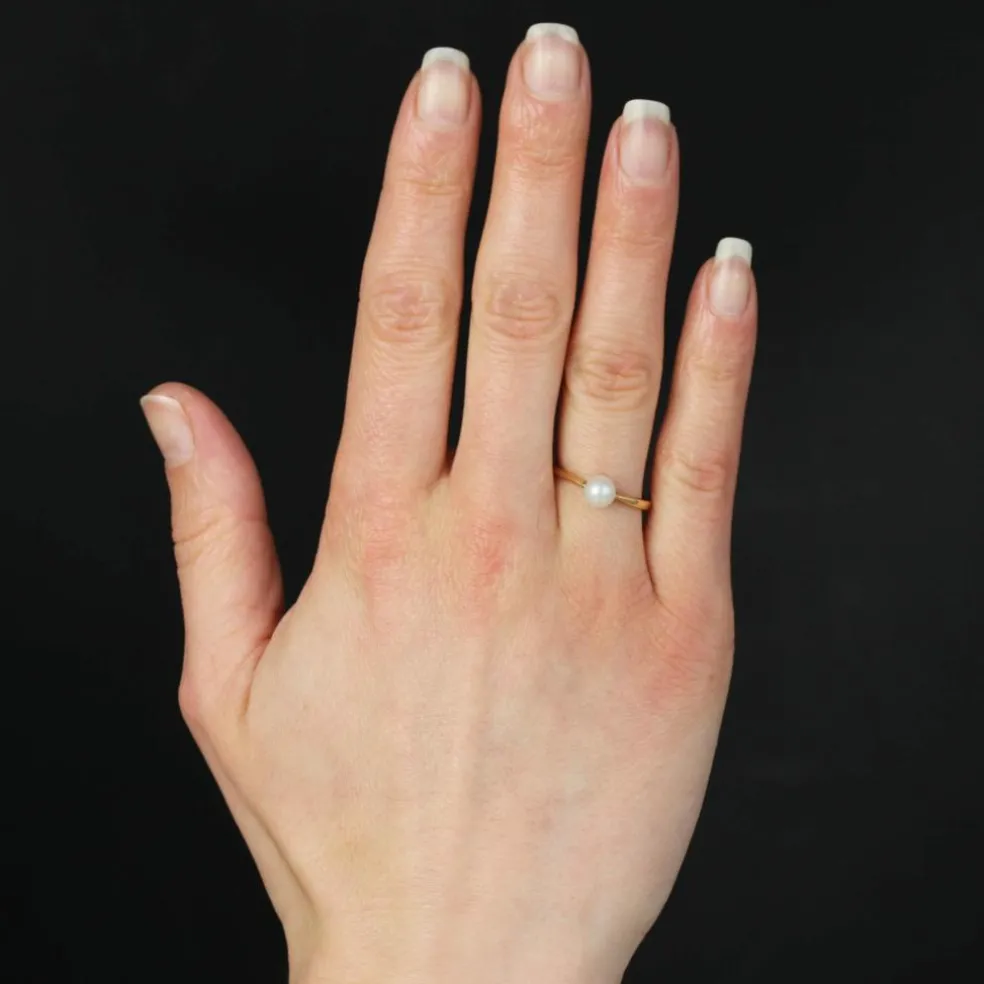 Bague solitaire perle de culture or