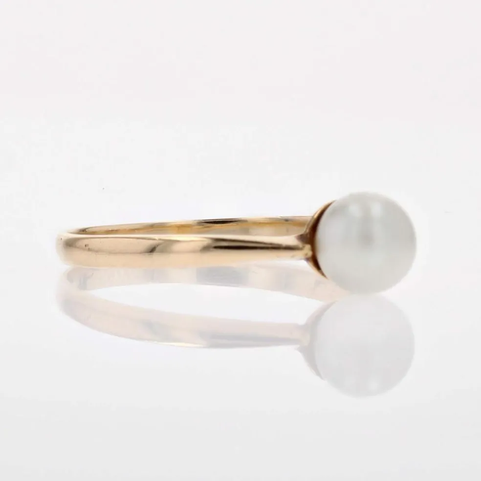 Bague solitaire perle de culture or