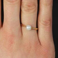Bague solitaire perle de culture or
