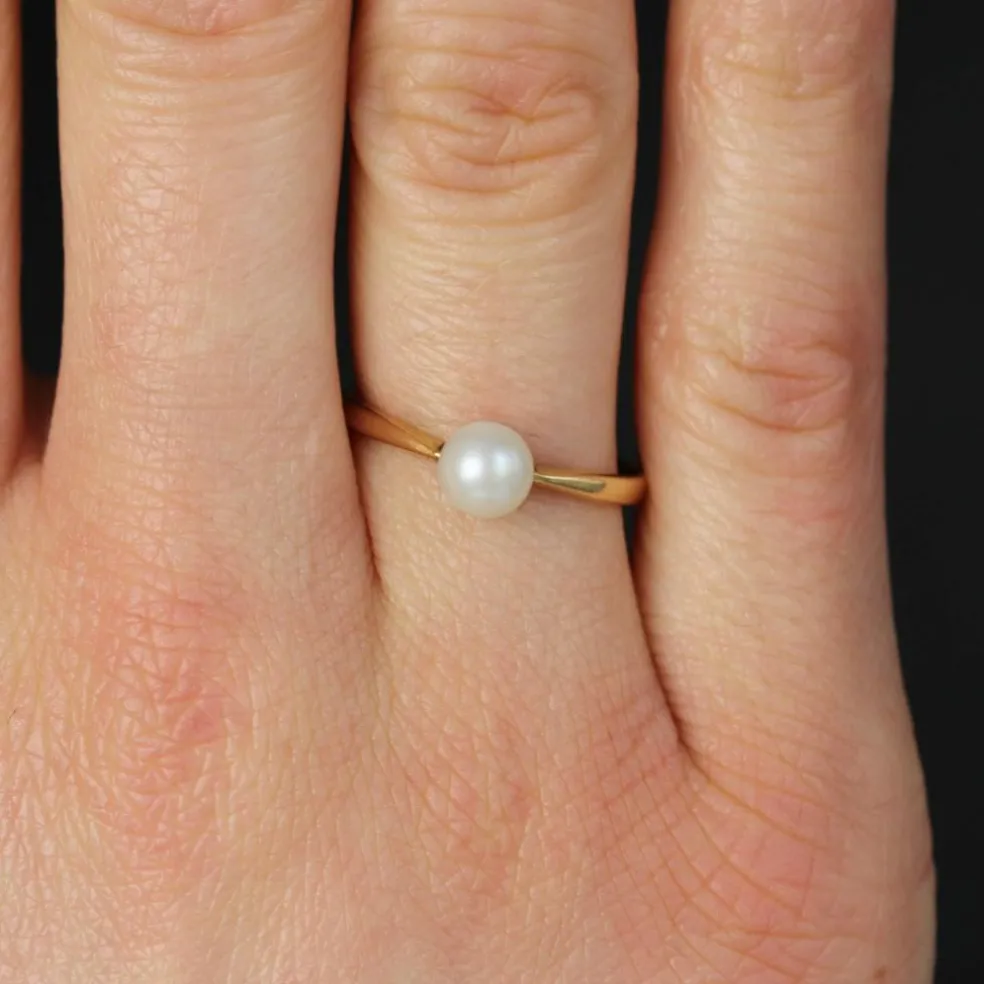 Bague solitaire perle de culture or