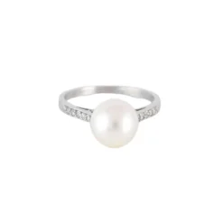 Bague Solitaire Perle Diamants