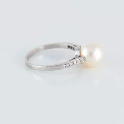 Bague Solitaire Perle Diamants