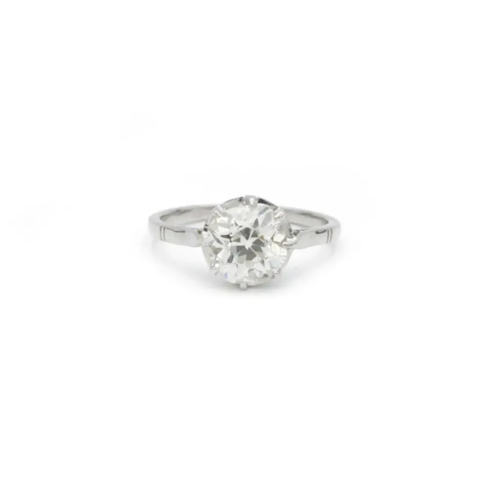 Bague Solitaire Platine Diamant taille coussin 2.45ct