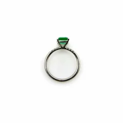 Bague solitaire platine émeraude et diamant