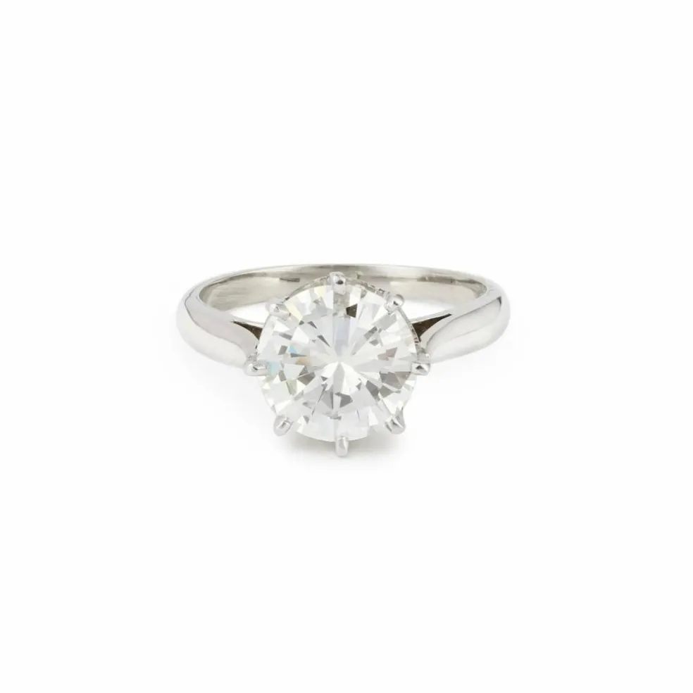 Bague Solitaire platine, or gris, diamant 2.40 cts (Certificat)